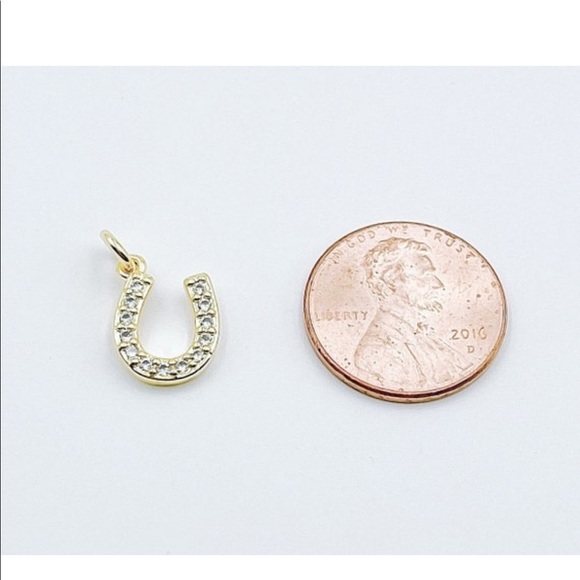 CZ Horseshoe Necklace Gold Filled, NWT, Ships in Gift Box, Charm 3/8” - Picture 7 of 8